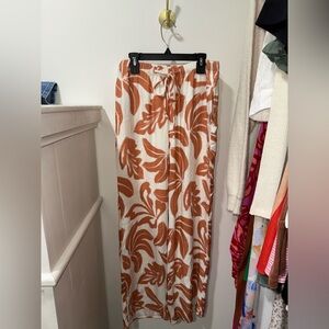 Sienna Sky Terracotta and Cream Leaf Pattern Pants